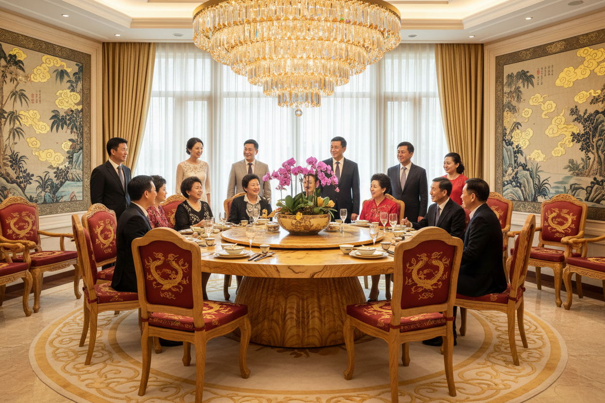 Imperial Golden Phoebe Round Dining Table - Museum-Grade Ming Dynasty Style