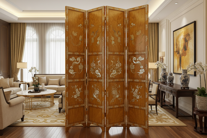 Imperial Golden Phoebe Screen Divider - Museum-Grade Ming Dynasty Style